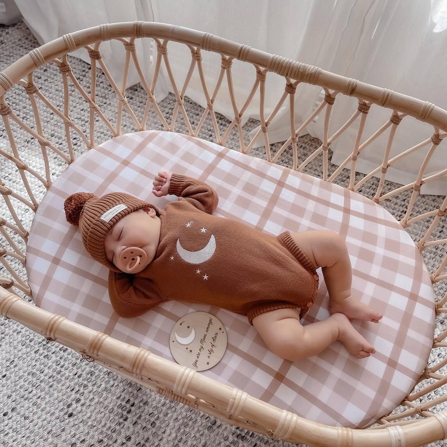 Earthy Plaid Bassinet Sheet/ Change mat cover
