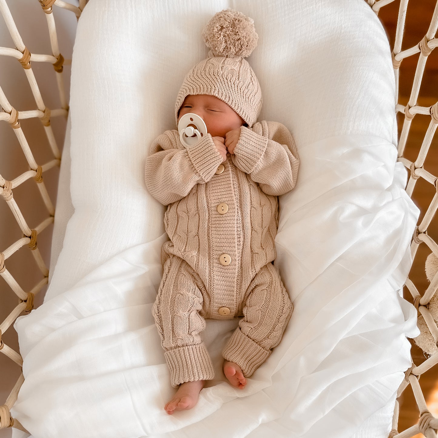 Cable Knit Romper - Oatmeal