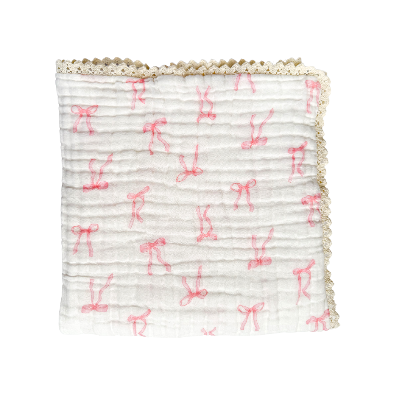 Gauze Lace Blanket - Pink Bows
