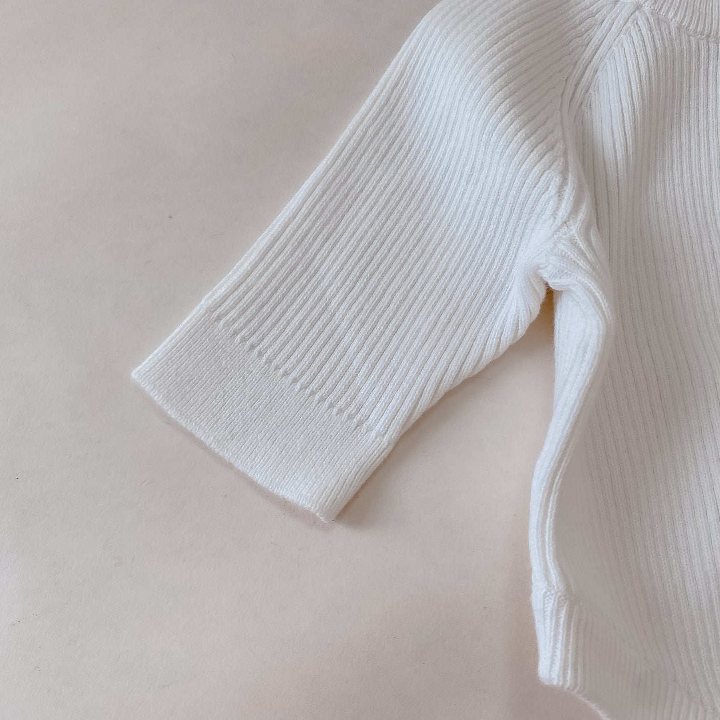 Knit Ribbed Romper - White