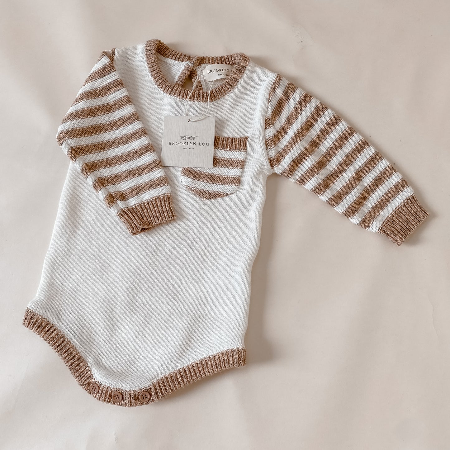 Toffee Stripe Knit Romper
