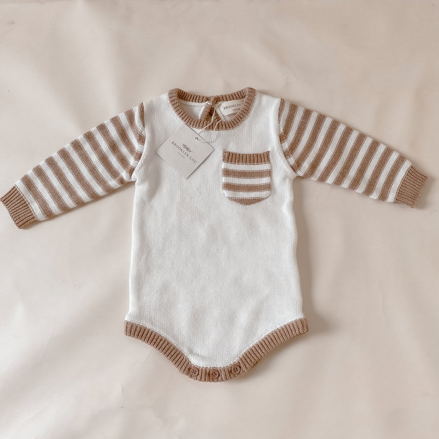 Toffee Stripe Knit Romper