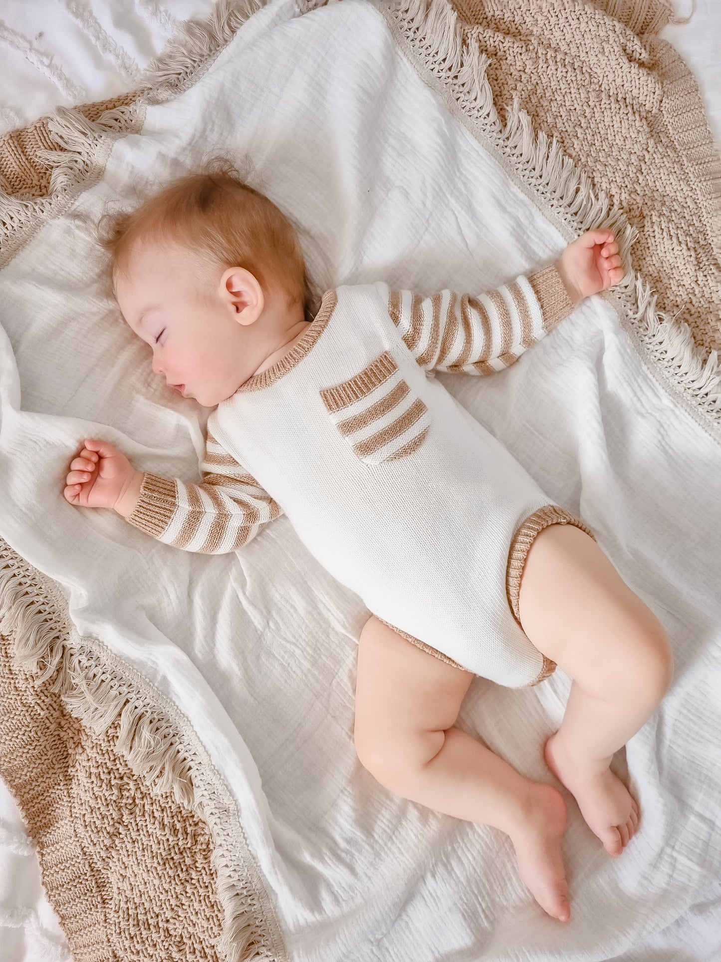 Toffee Stripe Knit Romper