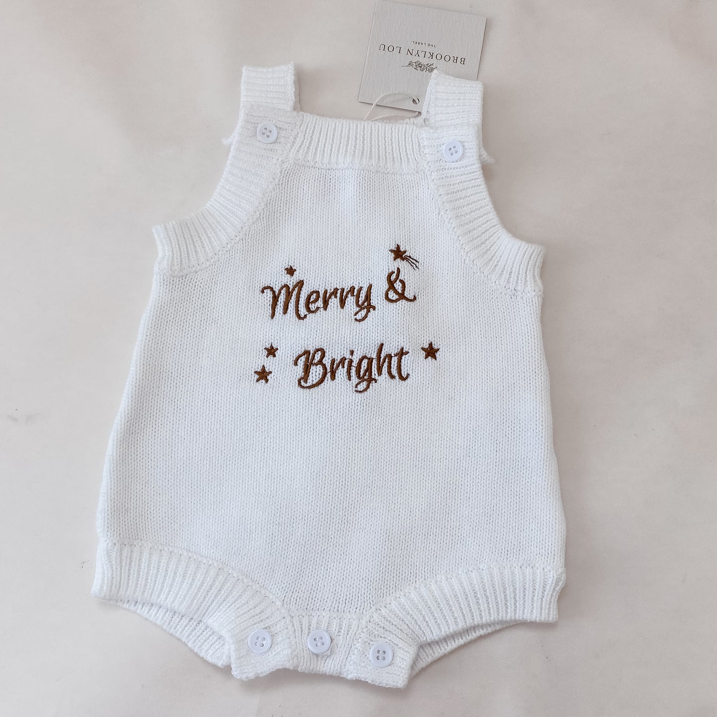 Merry & Bright Knit Romper - Marshmallow - Singlet Sleeve