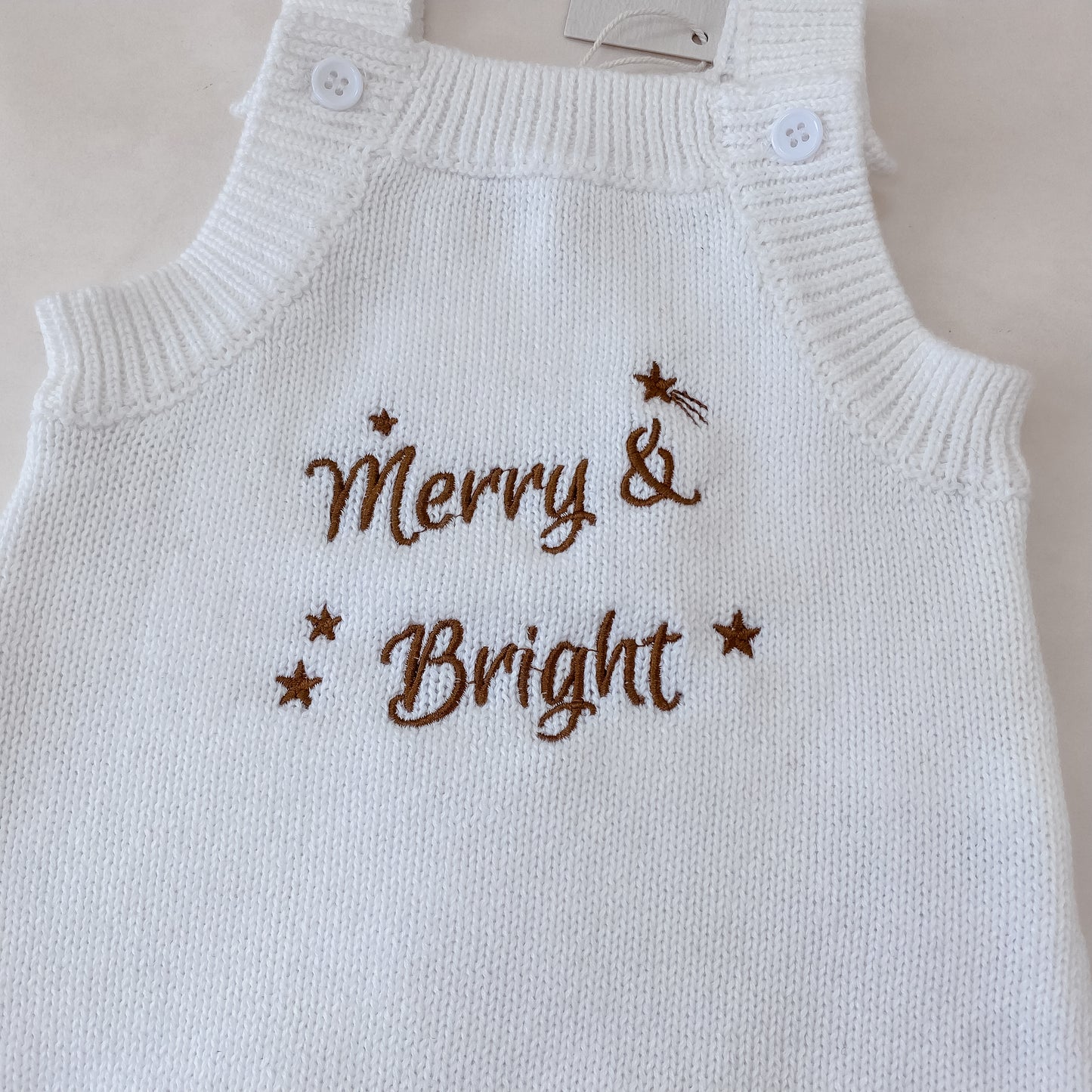 Merry & Bright Knit Romper - Marshmallow - Singlet Sleeve