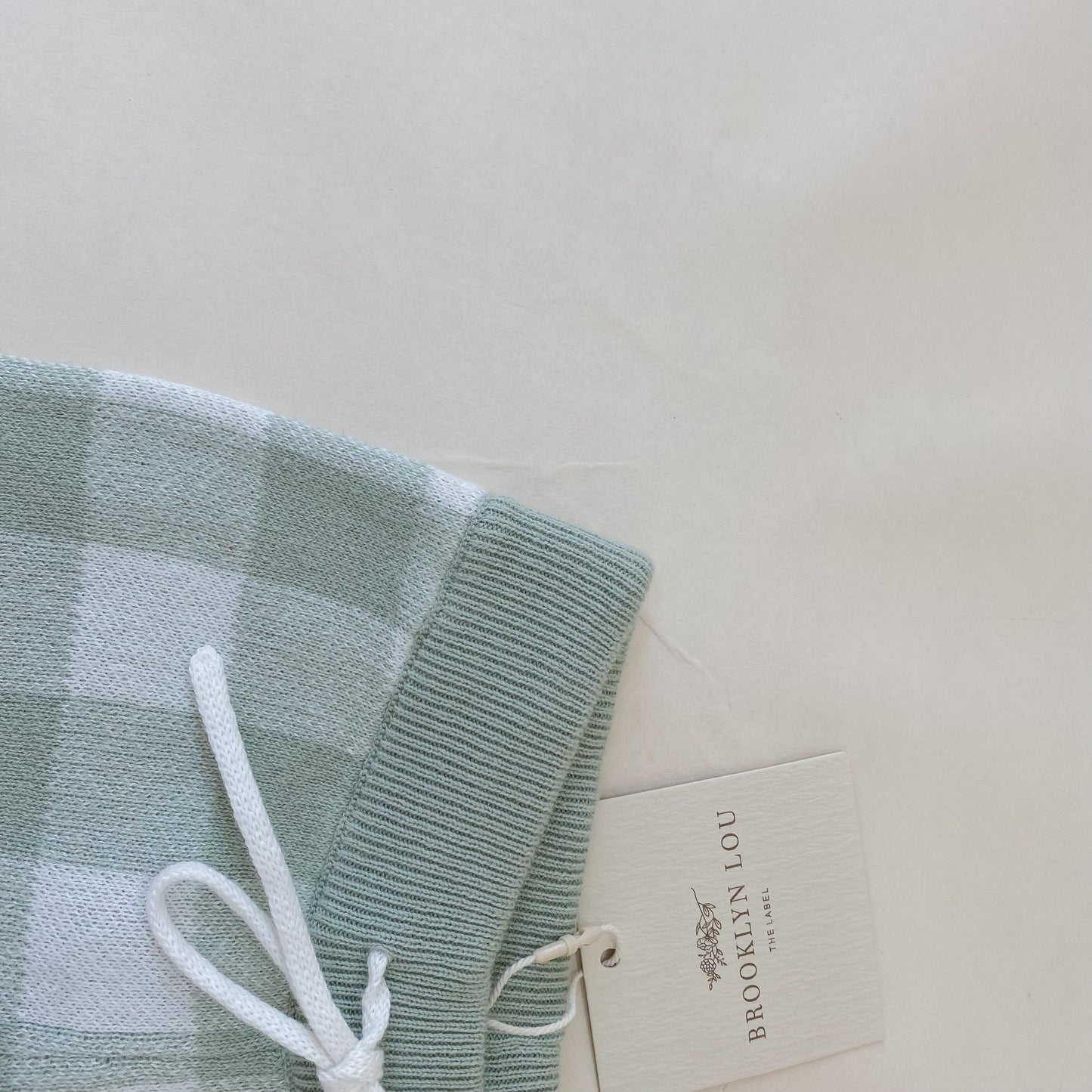 Gingham Knit Shorts - Sage