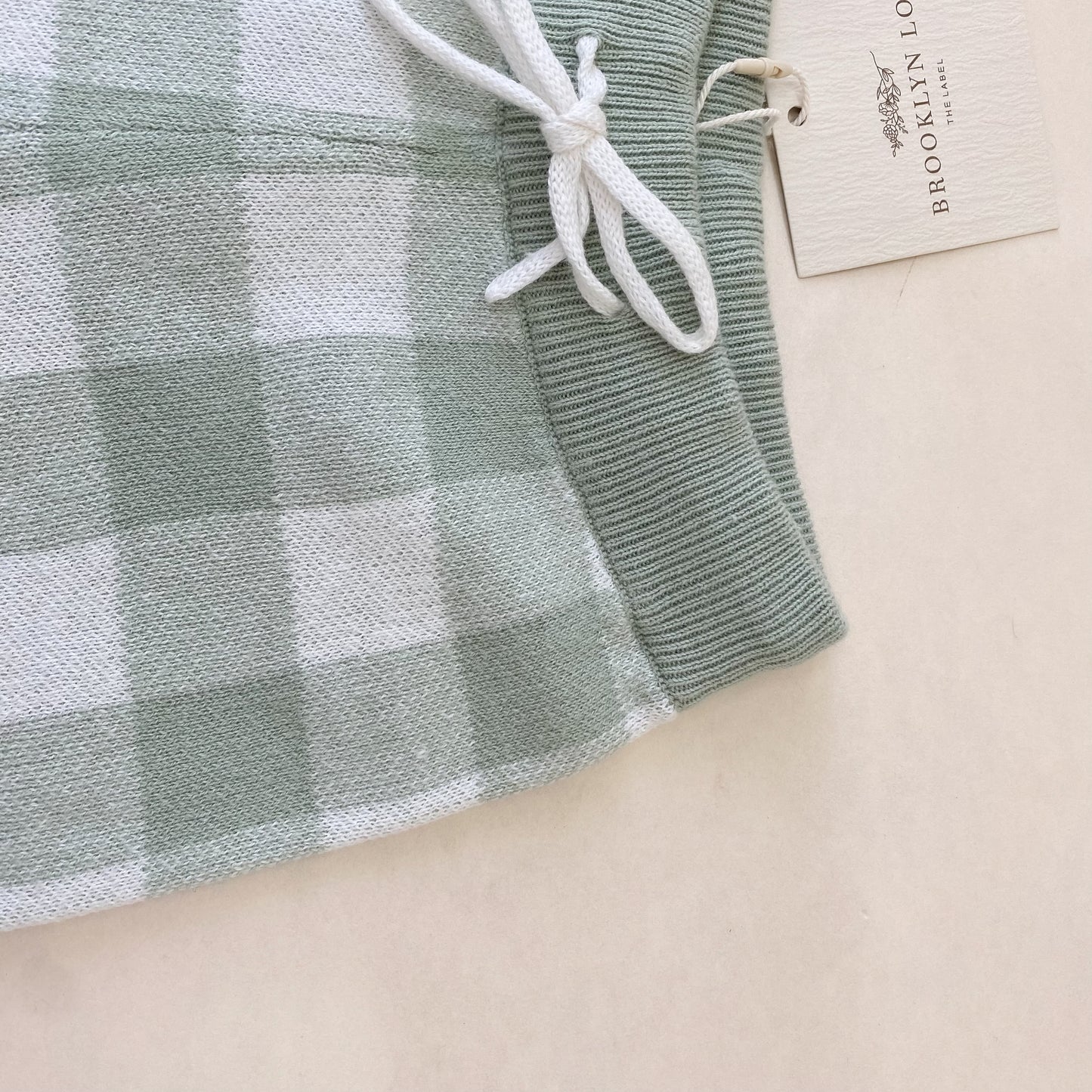 Gingham Knit Shorts - Sage