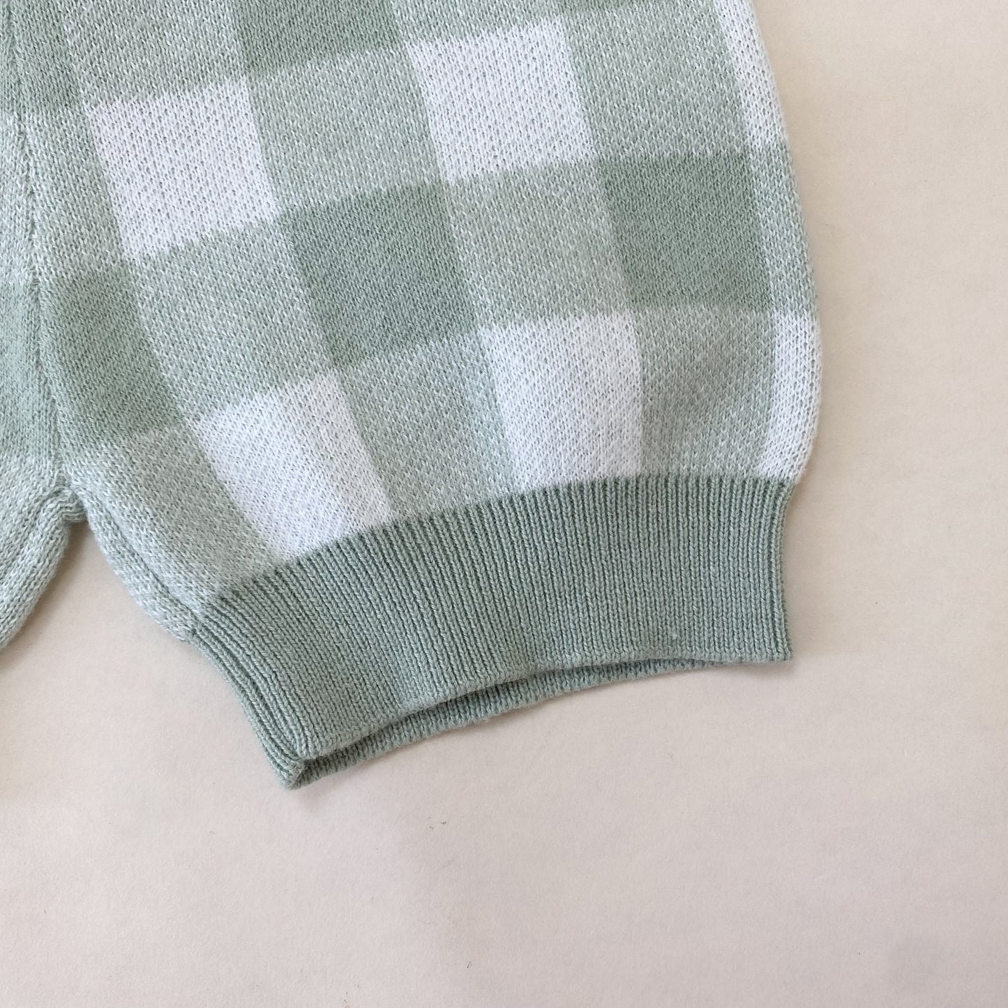 Gingham Knit Shorts - Sage