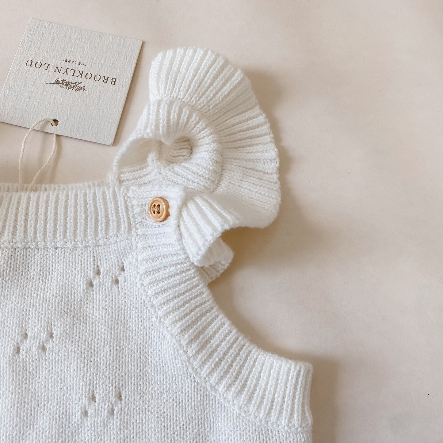 Pointelle Flutter Romper - Milk