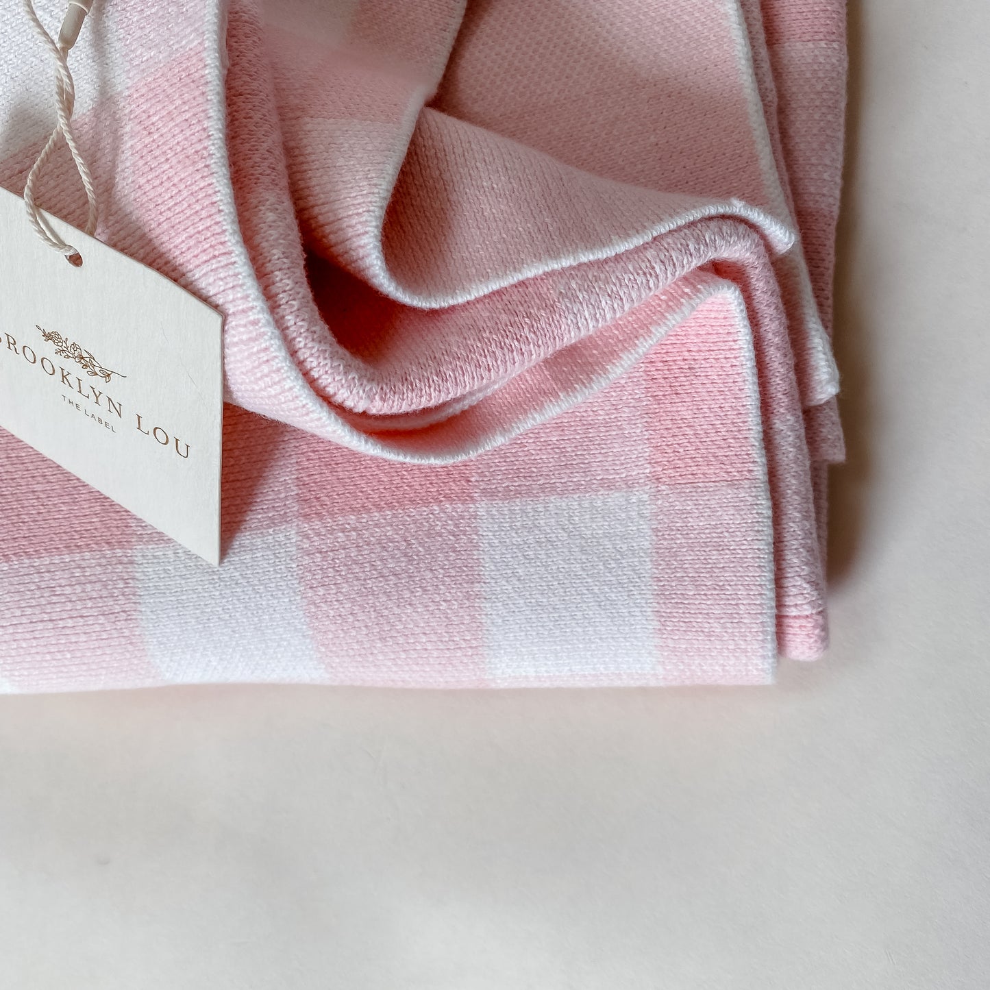 Gingham Knit Blanket - Strawberry