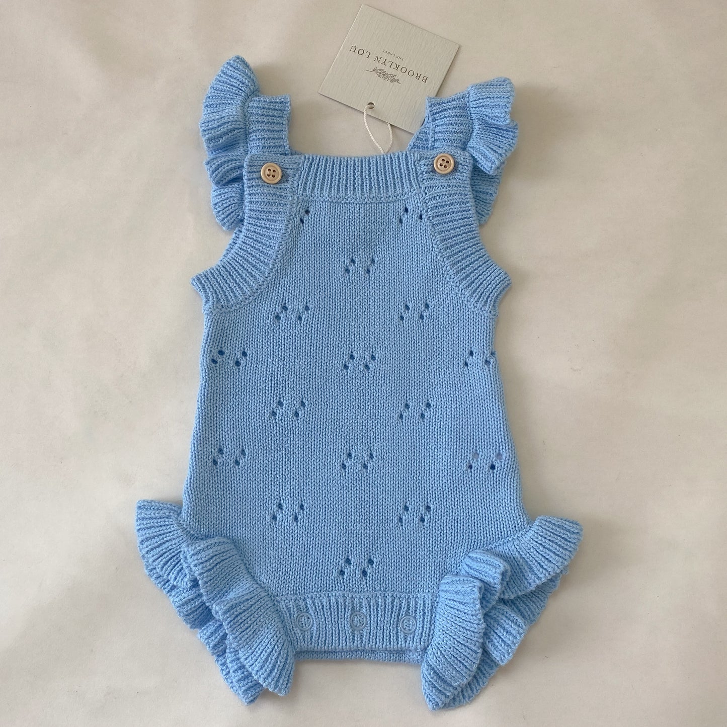 Pointelle Flutter Romper - Blue