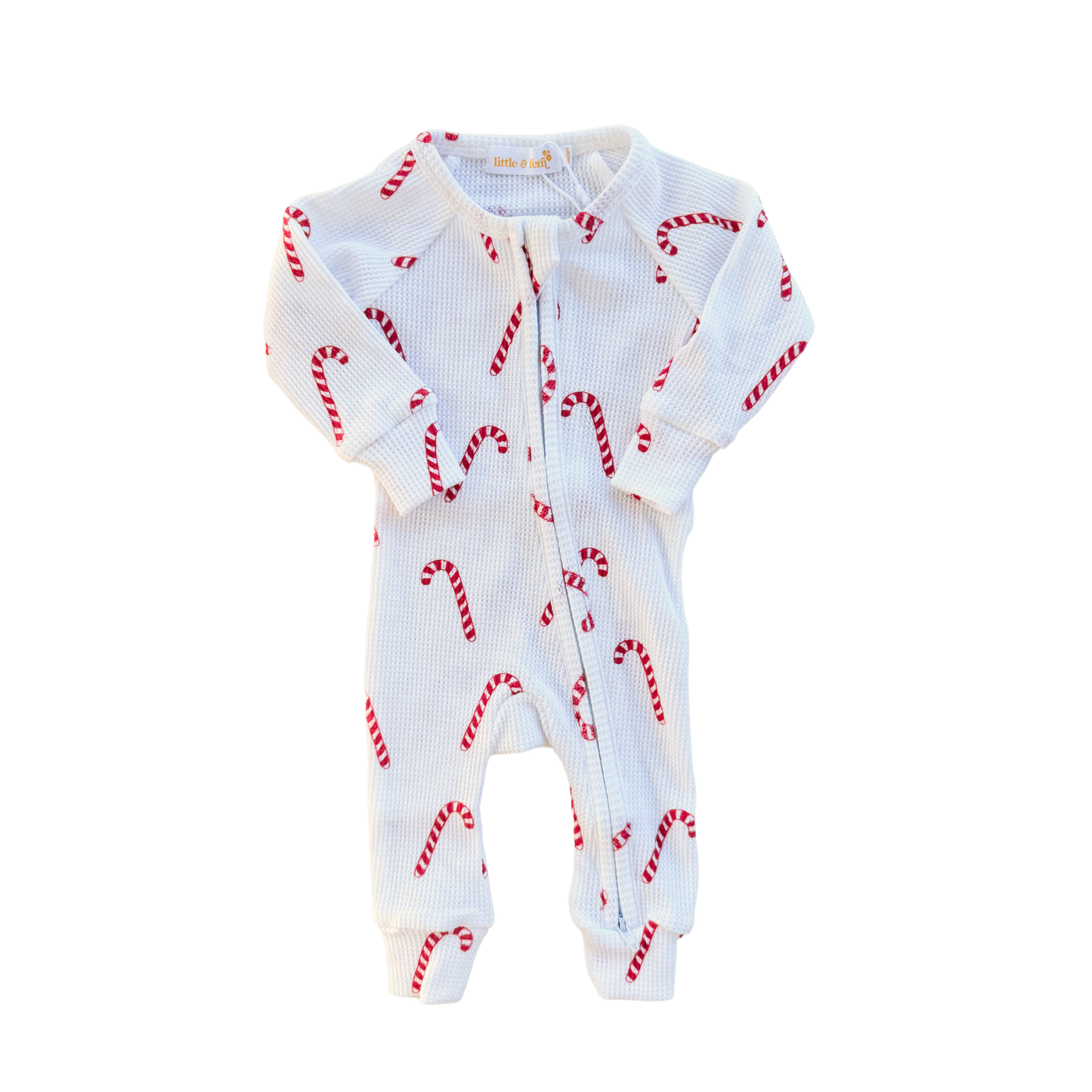 Zip Romper - Candy Cane Waffle