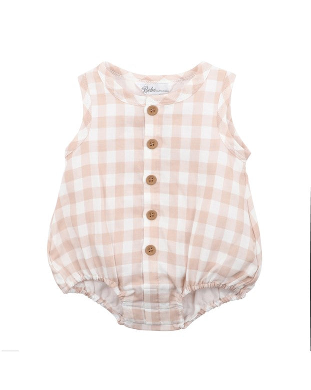 Quinn Check Cotton Romper