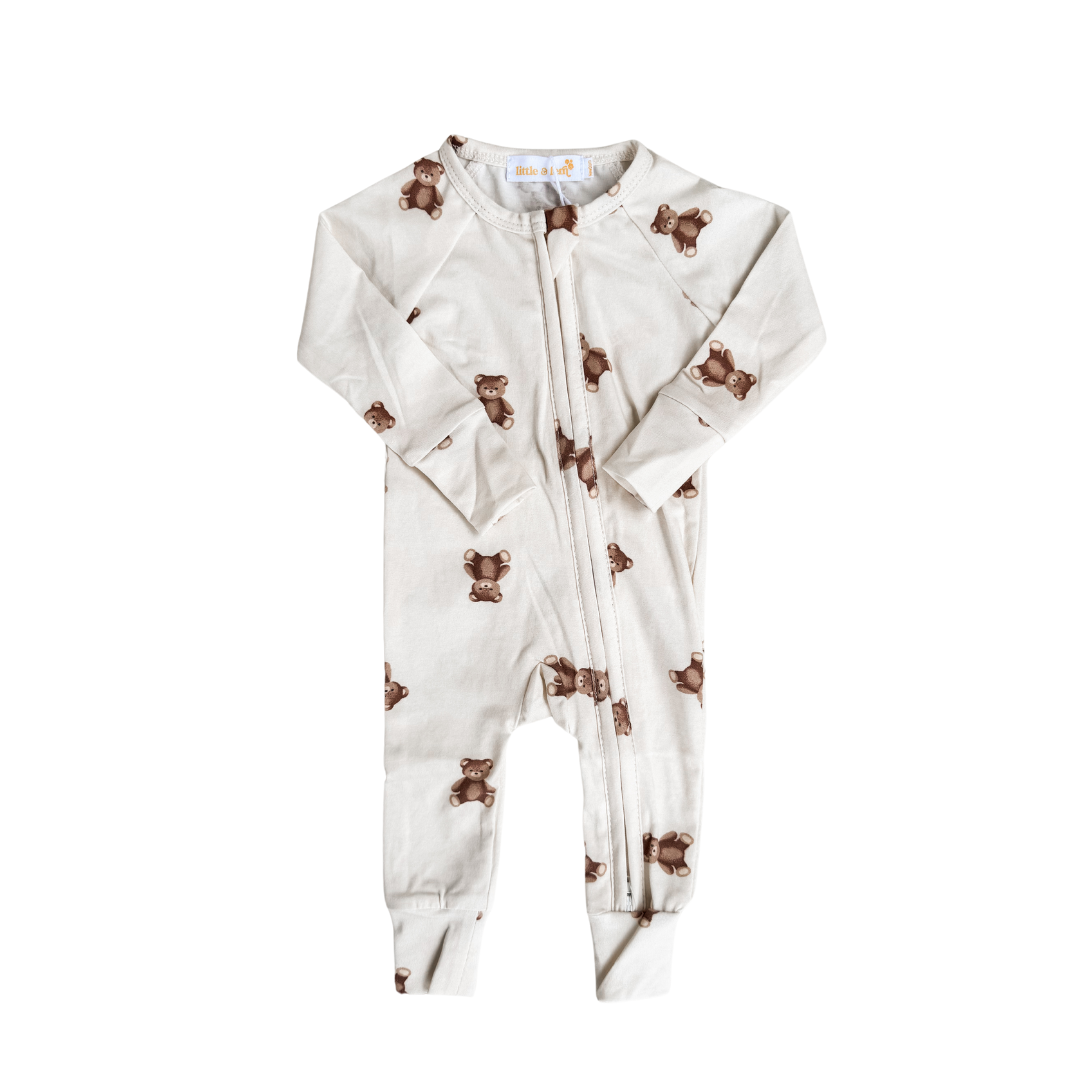 Zip Romper - Teddy Print