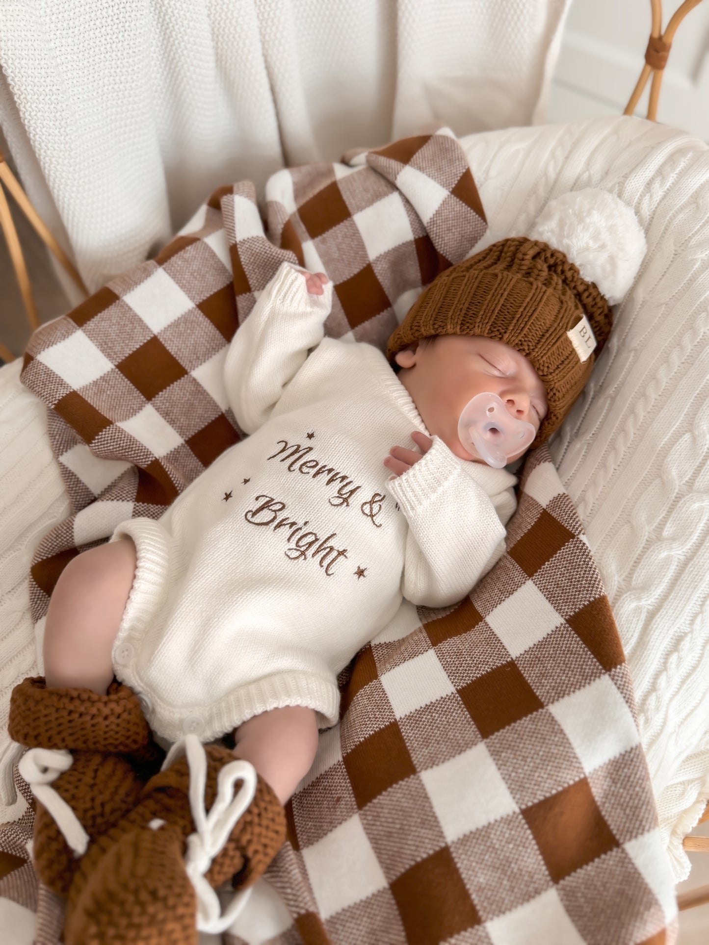 Merry & Bright Knit Romper - Marshmallow - Long Sleeve