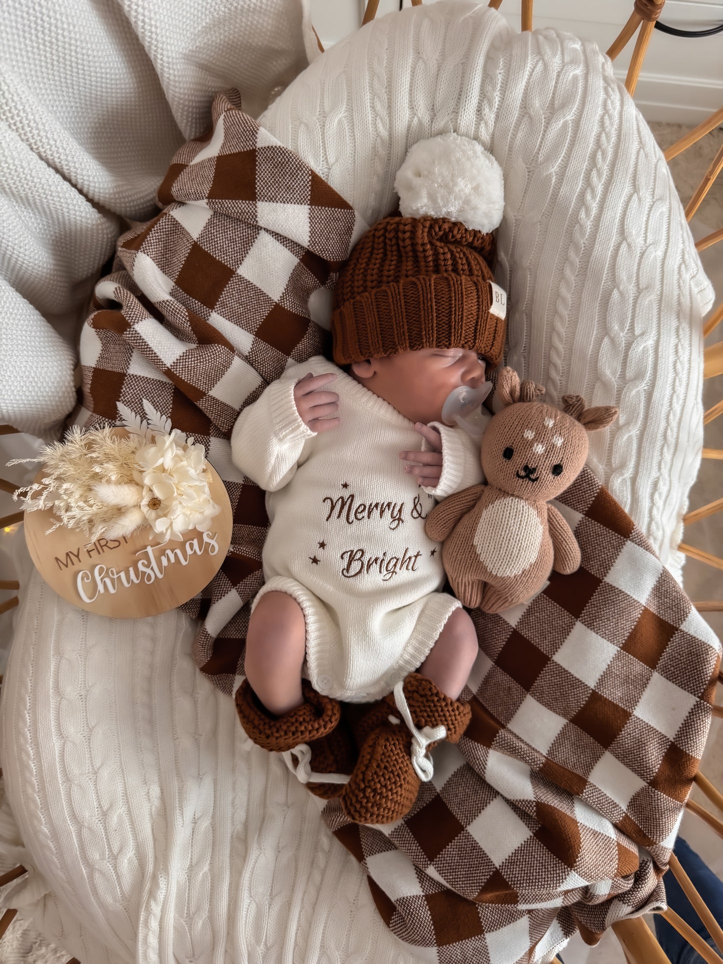 Merry & Bright Knit Romper - Marshmallow - Long Sleeve