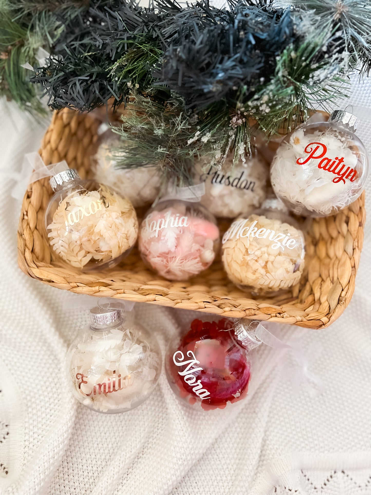 Personalised Dried Floral Christmas Bauble