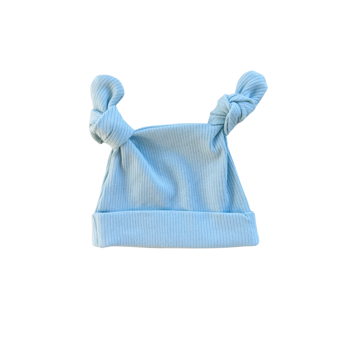 Double Knot Beanie | Blue Ribbed