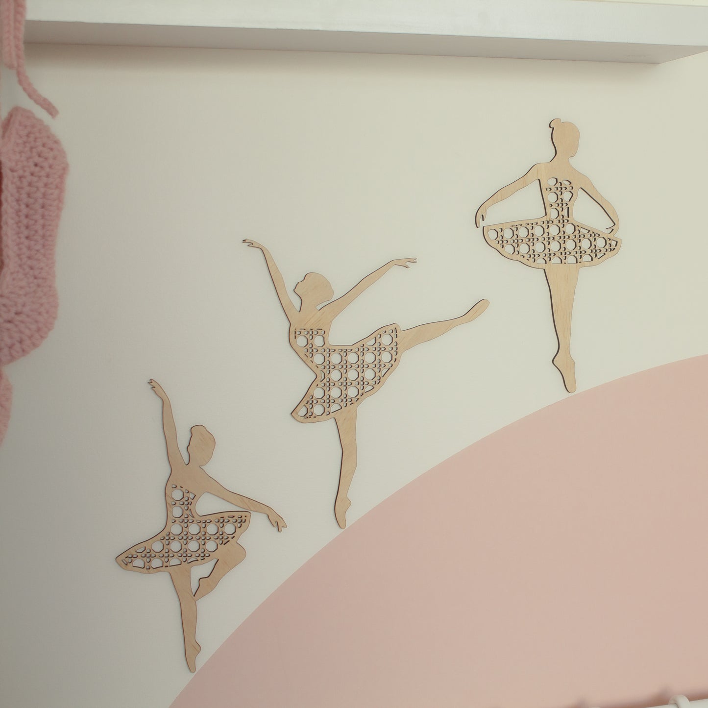 Wooden Rattan Look Ballerinas