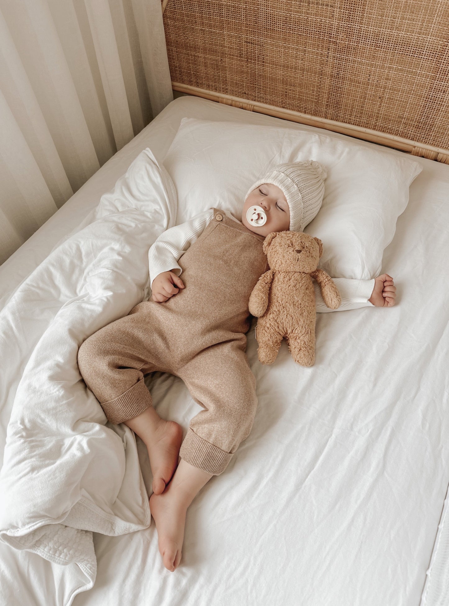 Toffee Marle Knit Overalls