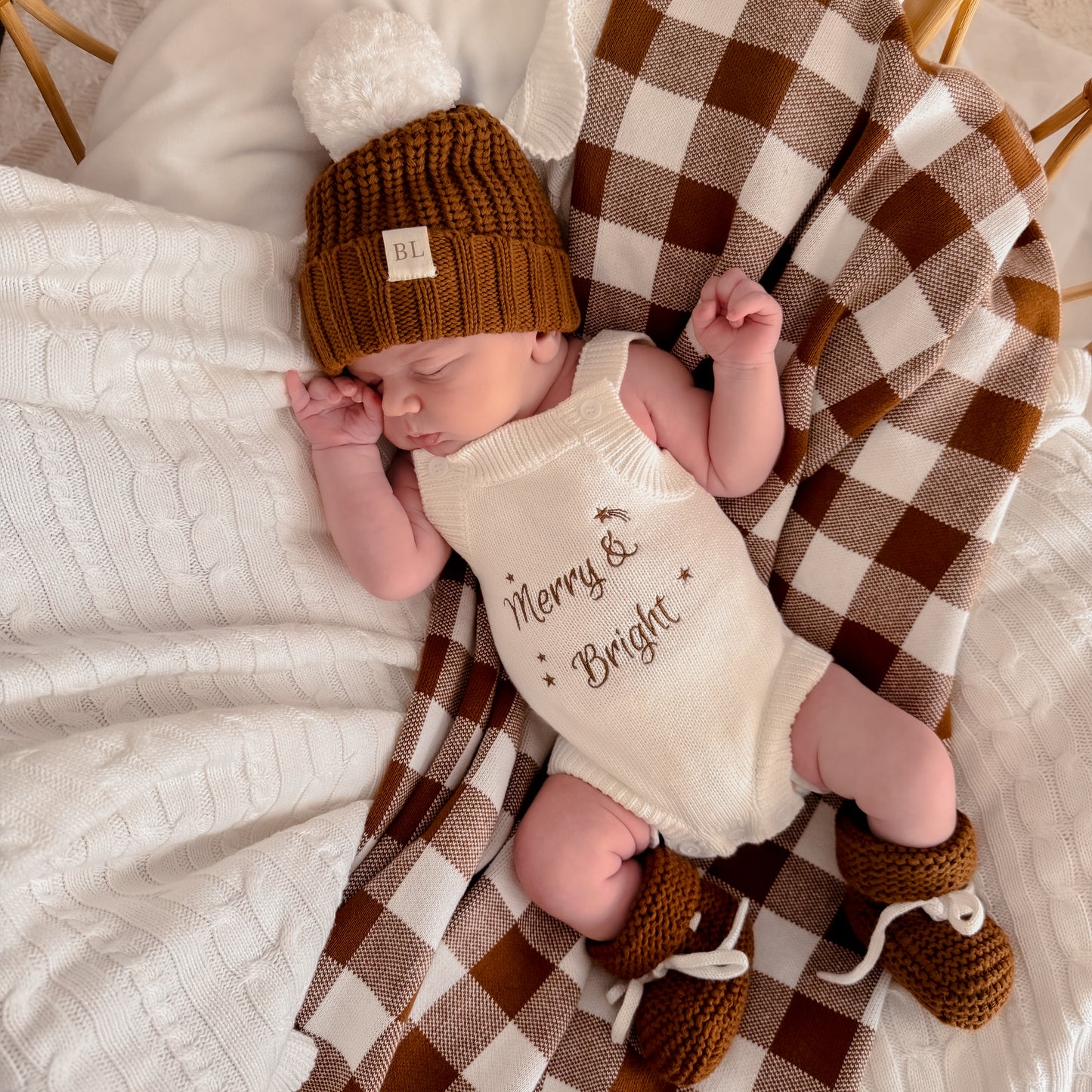 Merry & Bright Knit Romper - Marshmallow - Singlet Sleeve