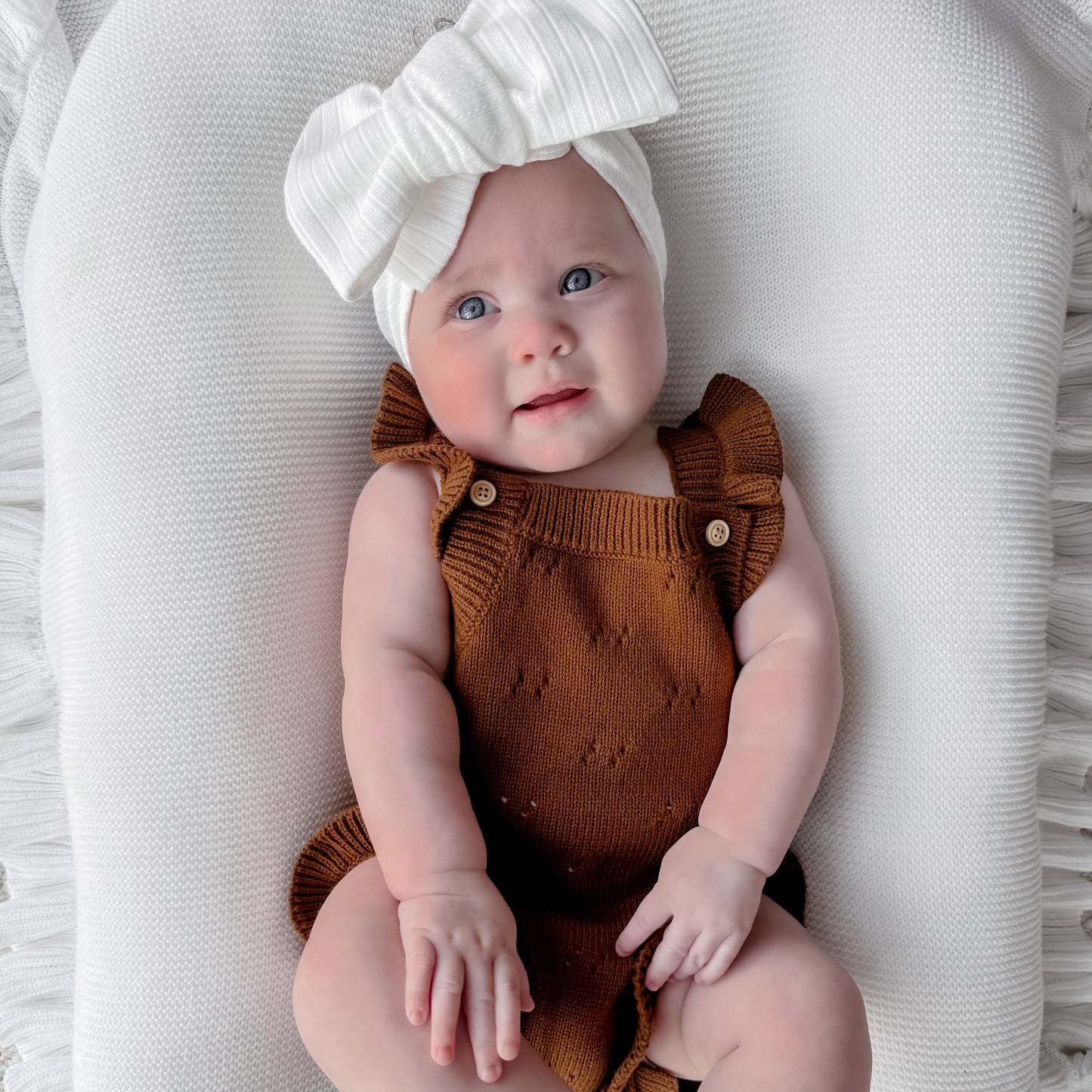 Pointelle Flutter Romper - Chocolate