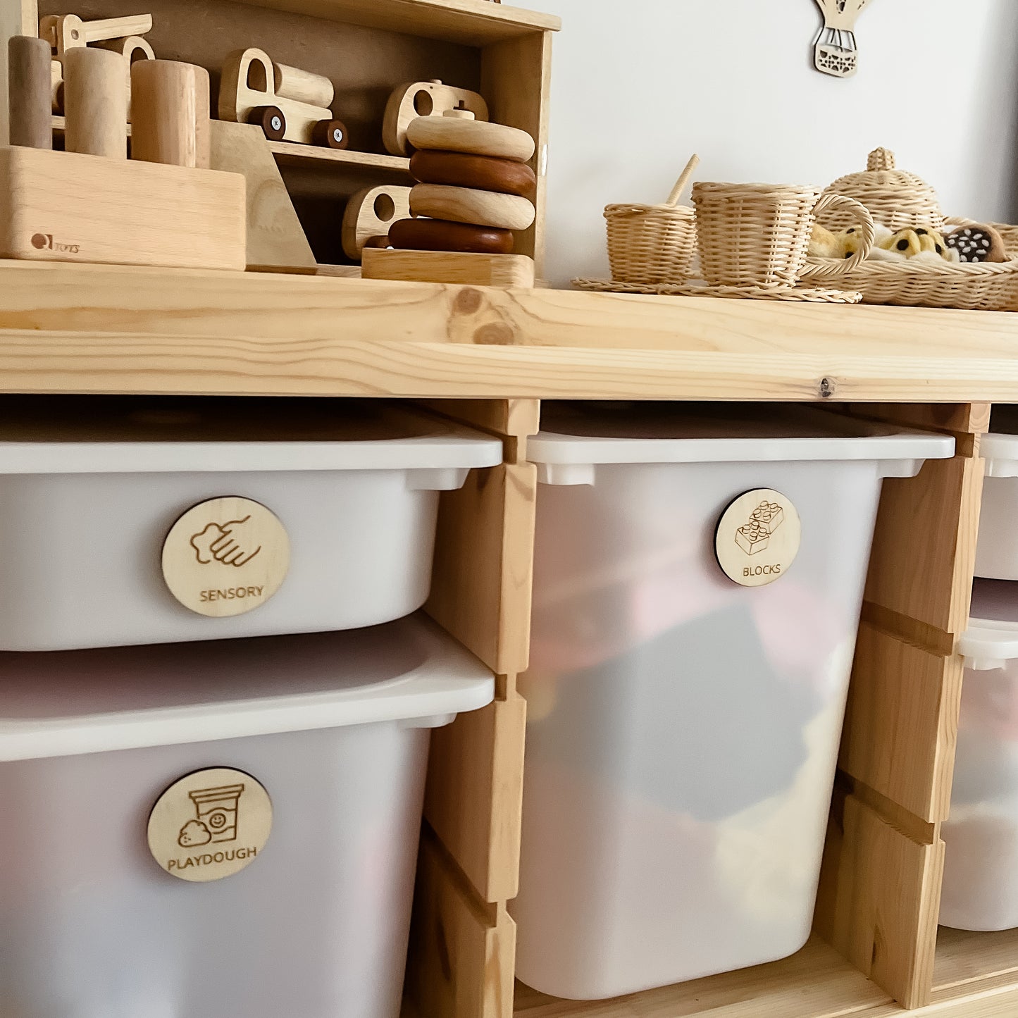 Wooden Toy Box Labels - Round