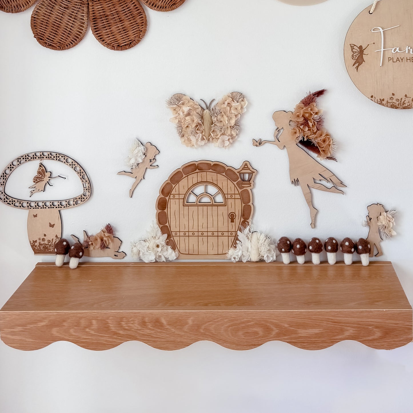 Wooden Fairy Door w/ dried flowers