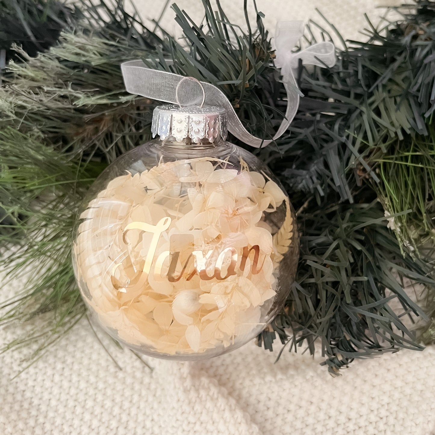 Personalised Dried Floral Christmas Bauble