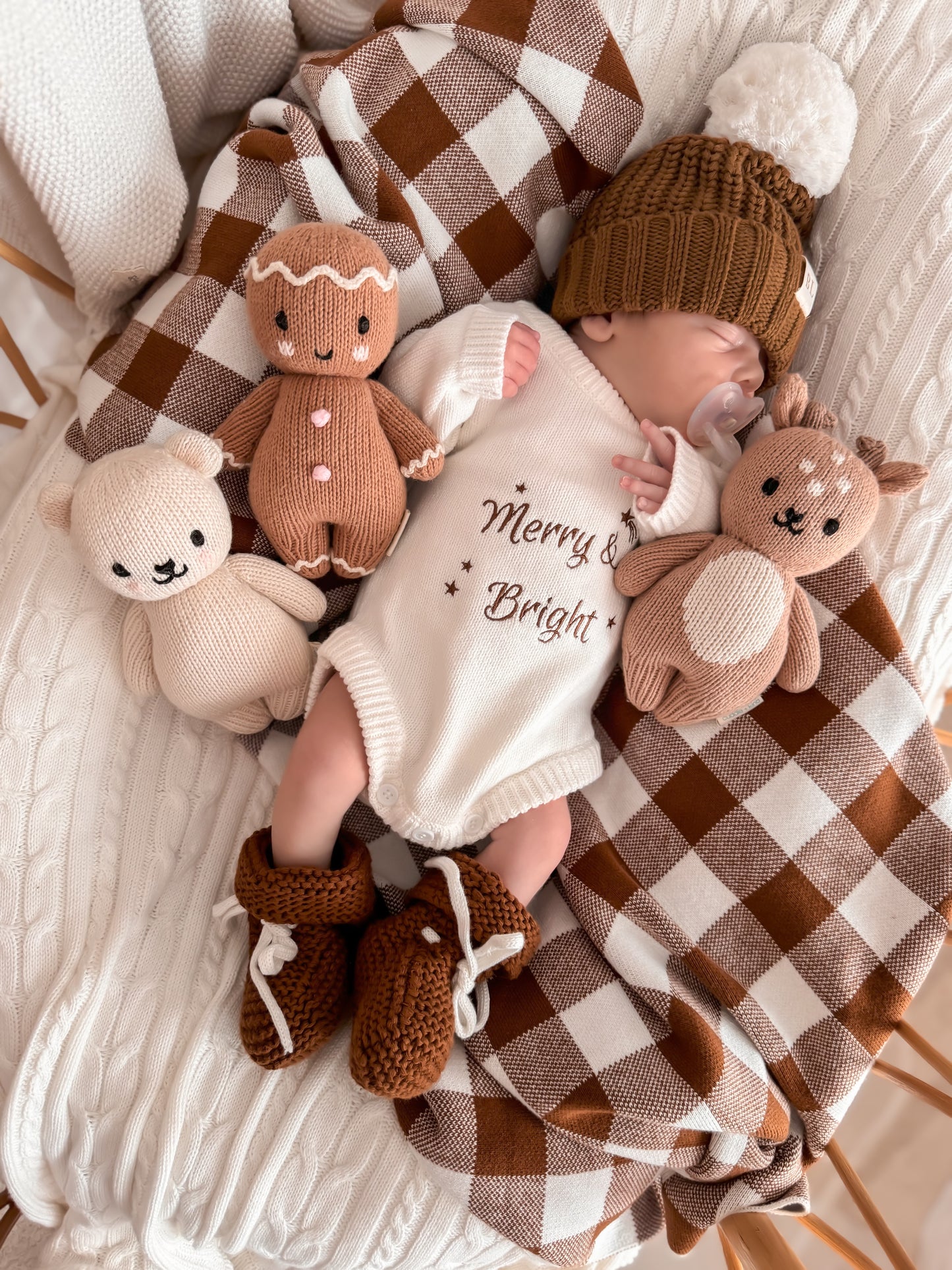 Merry & Bright Knit Romper - Marshmallow - Long Sleeve