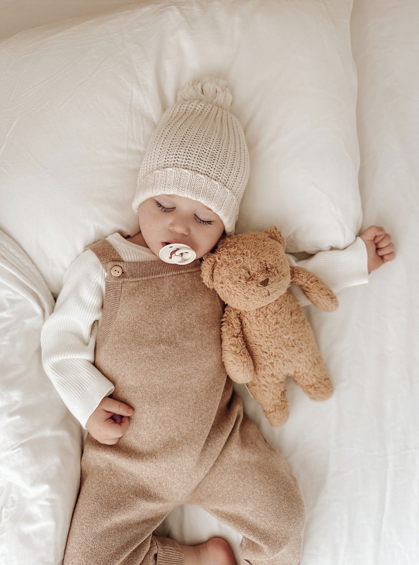 Toffee Marle Knit Overalls