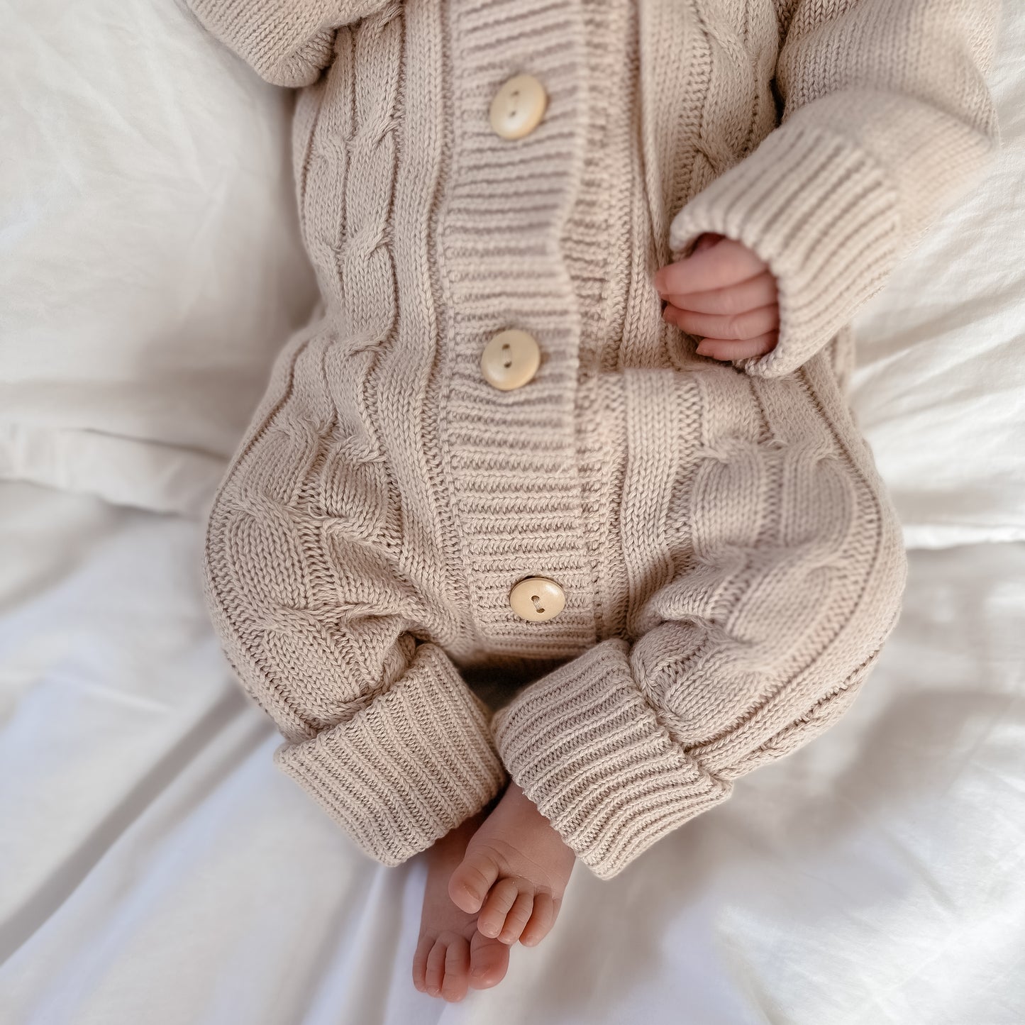 Cable Knit Romper - Oatmeal