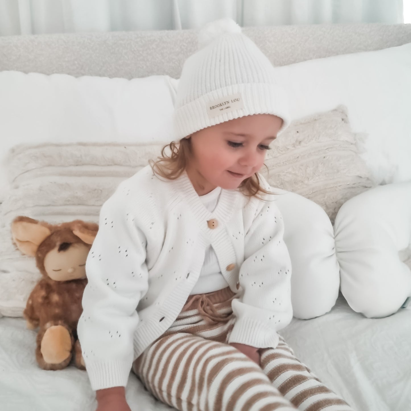 White Pointelle Knit Cardigan