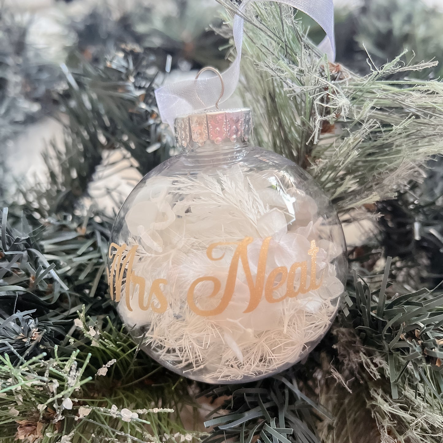 Personalised Dried Floral Christmas Bauble