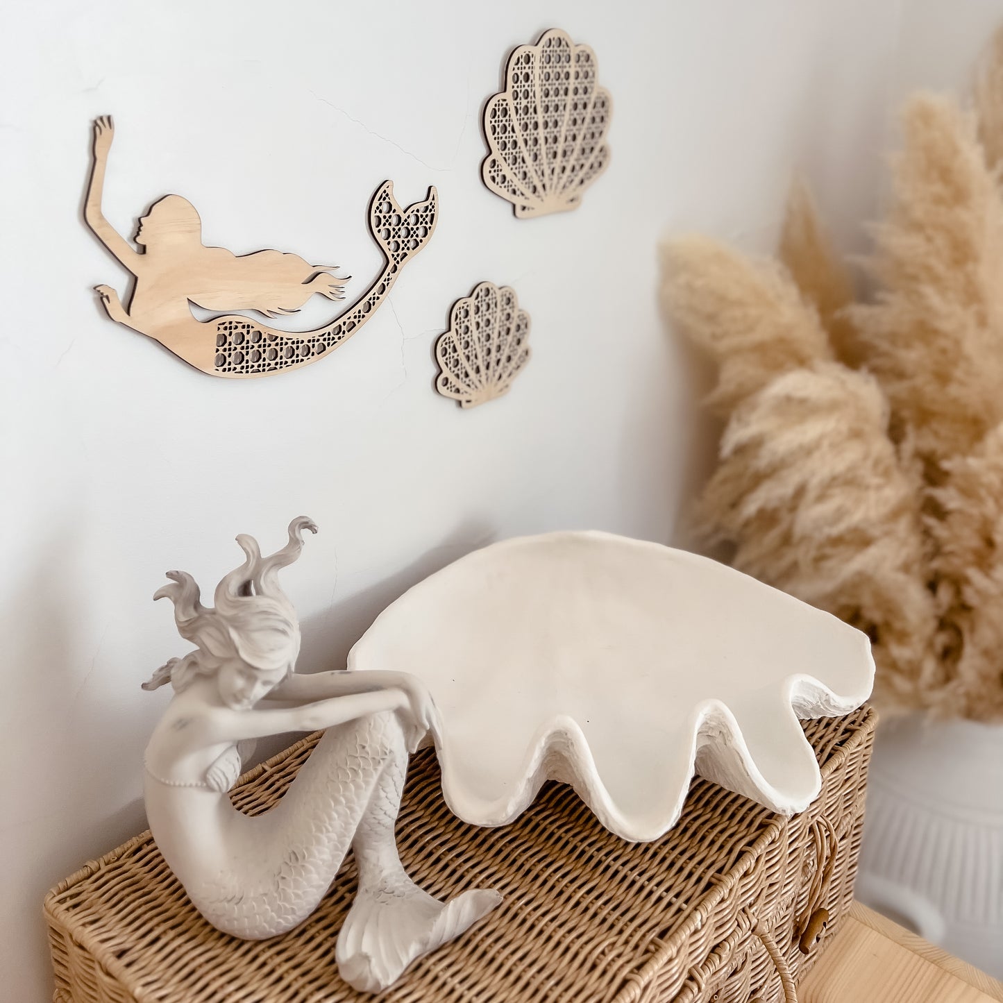 Wooden Rattan Look Wall Decors - Mermaids
