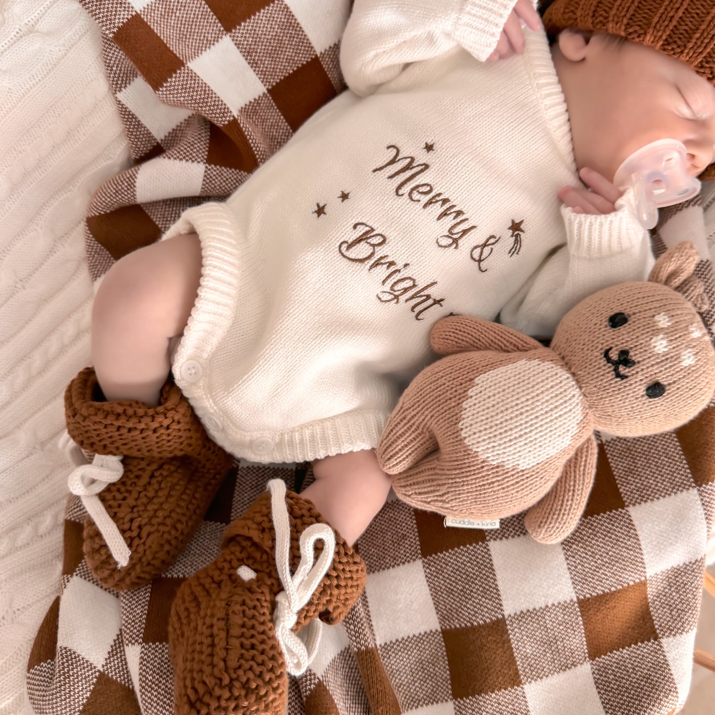Merry & Bright Knit Romper - Marshmallow - Long Sleeve