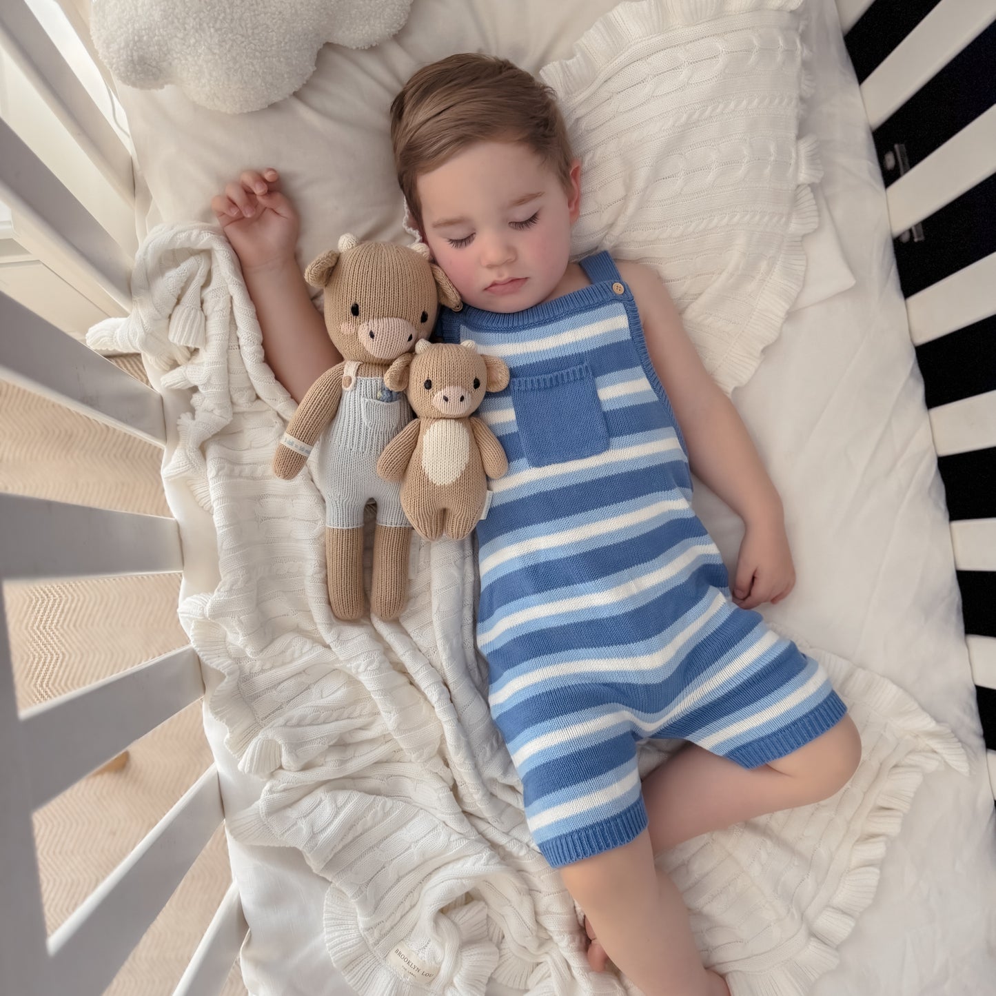 Stripe Knit Overalls - Ocean