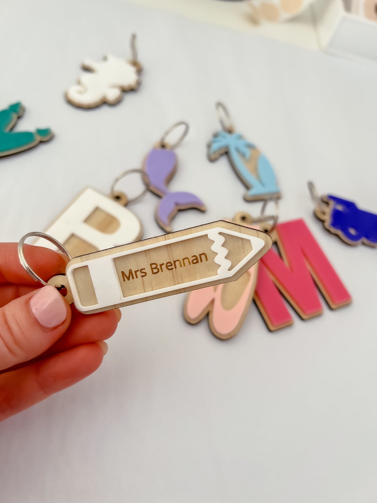 Bag Tag / Key Ring - Personalised Pencil - Teachers Gift