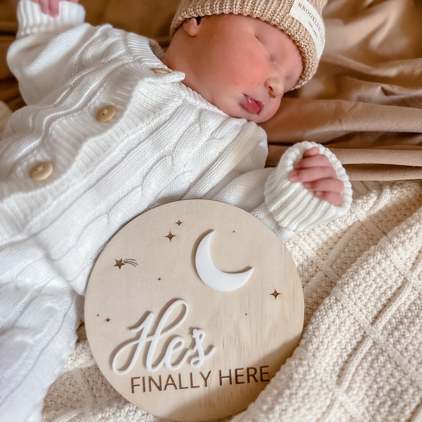 He's Finally Here Plaque - Celestial