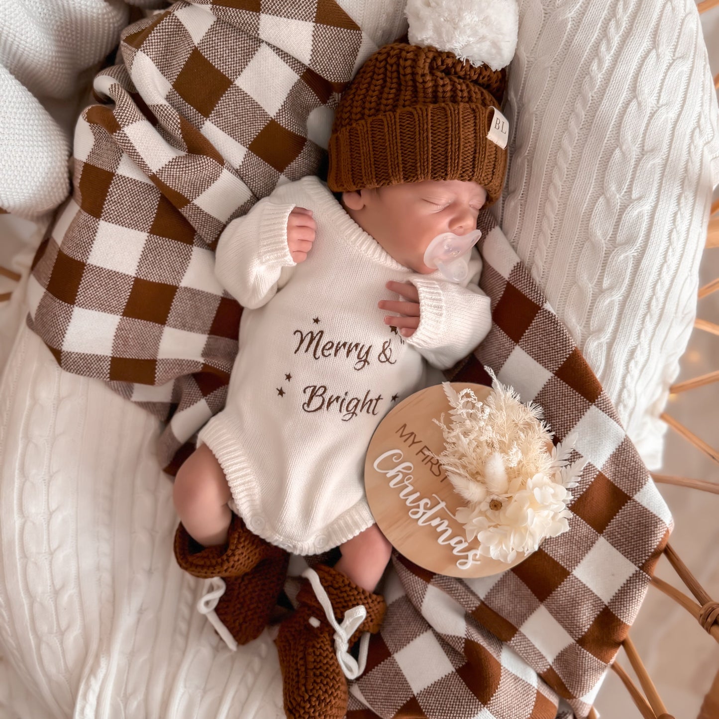 Merry & Bright Knit Romper - Marshmallow - Long Sleeve