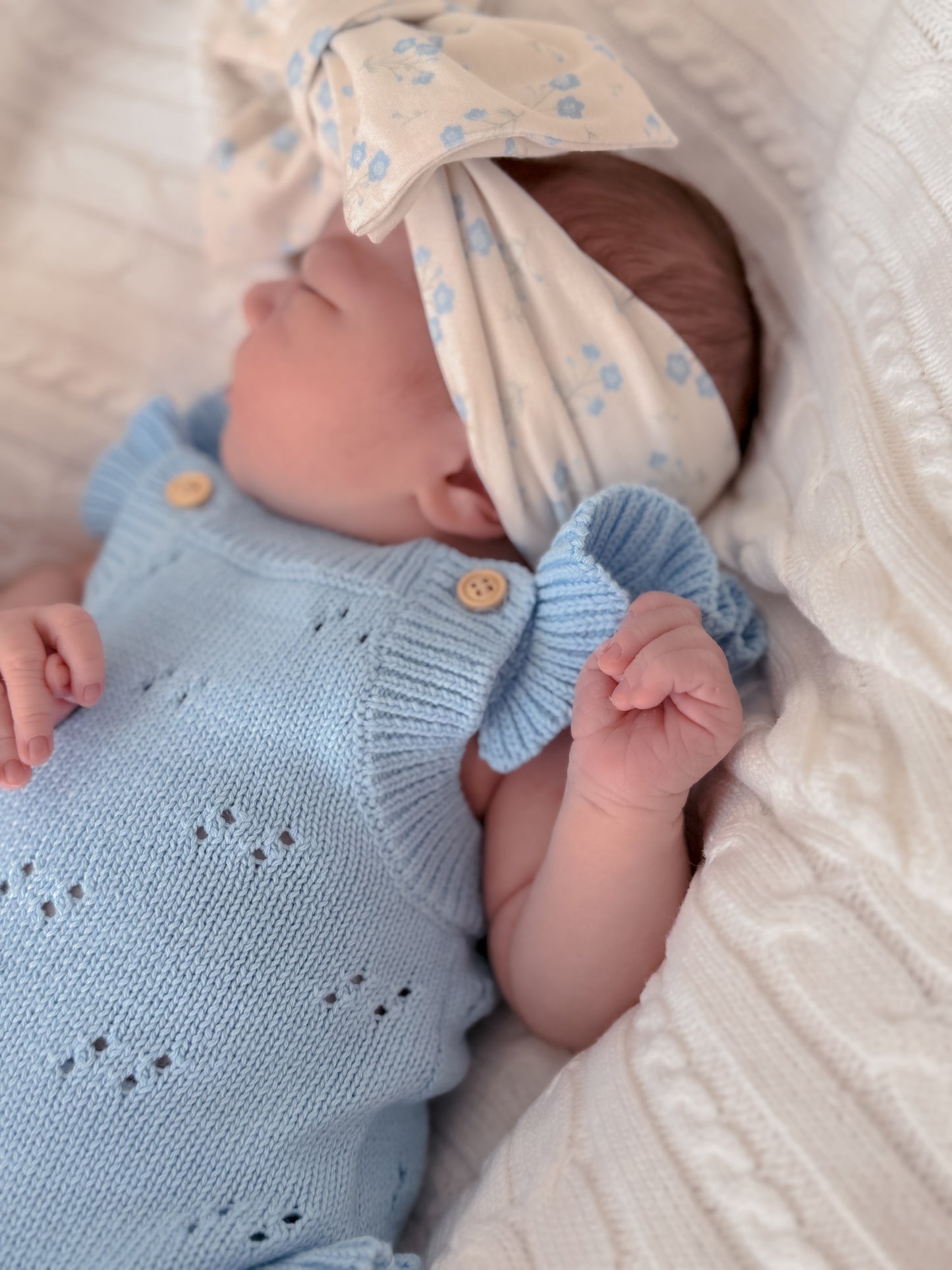 Pointelle Flutter Romper - Blue