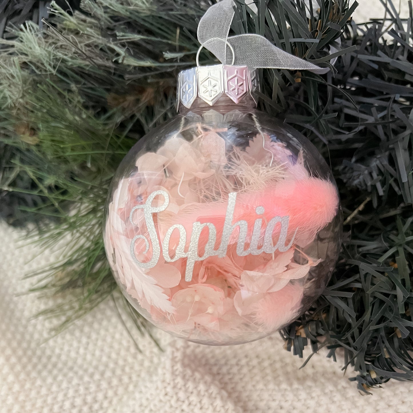 Personalised Dried Floral Christmas Bauble