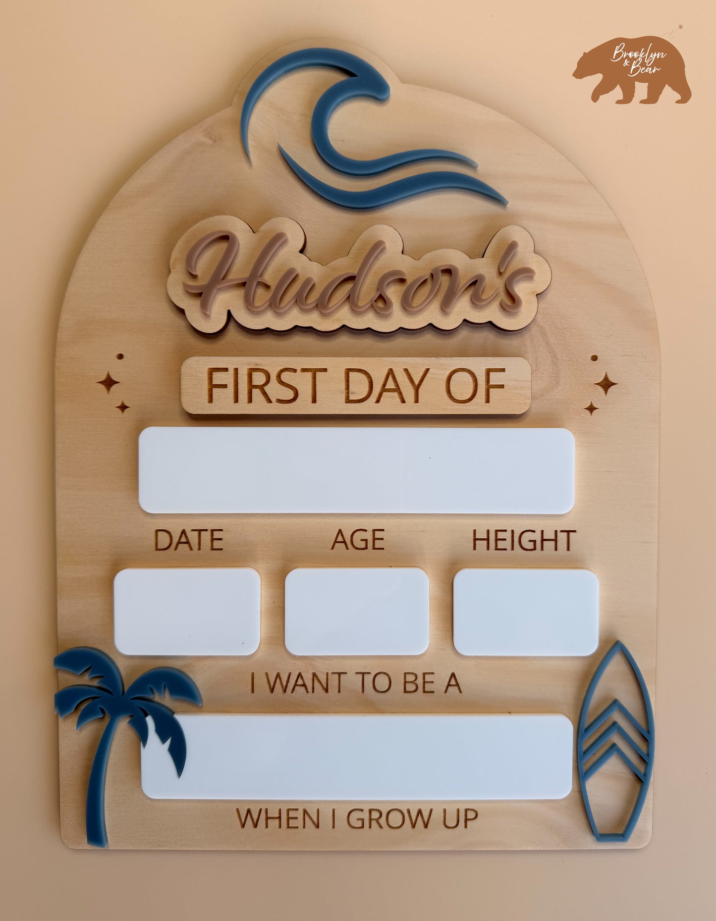 MY FIRST/LAST DAY OF SCHOOL BOARD | WAVE | Personalised | Plywood & Acrylic
