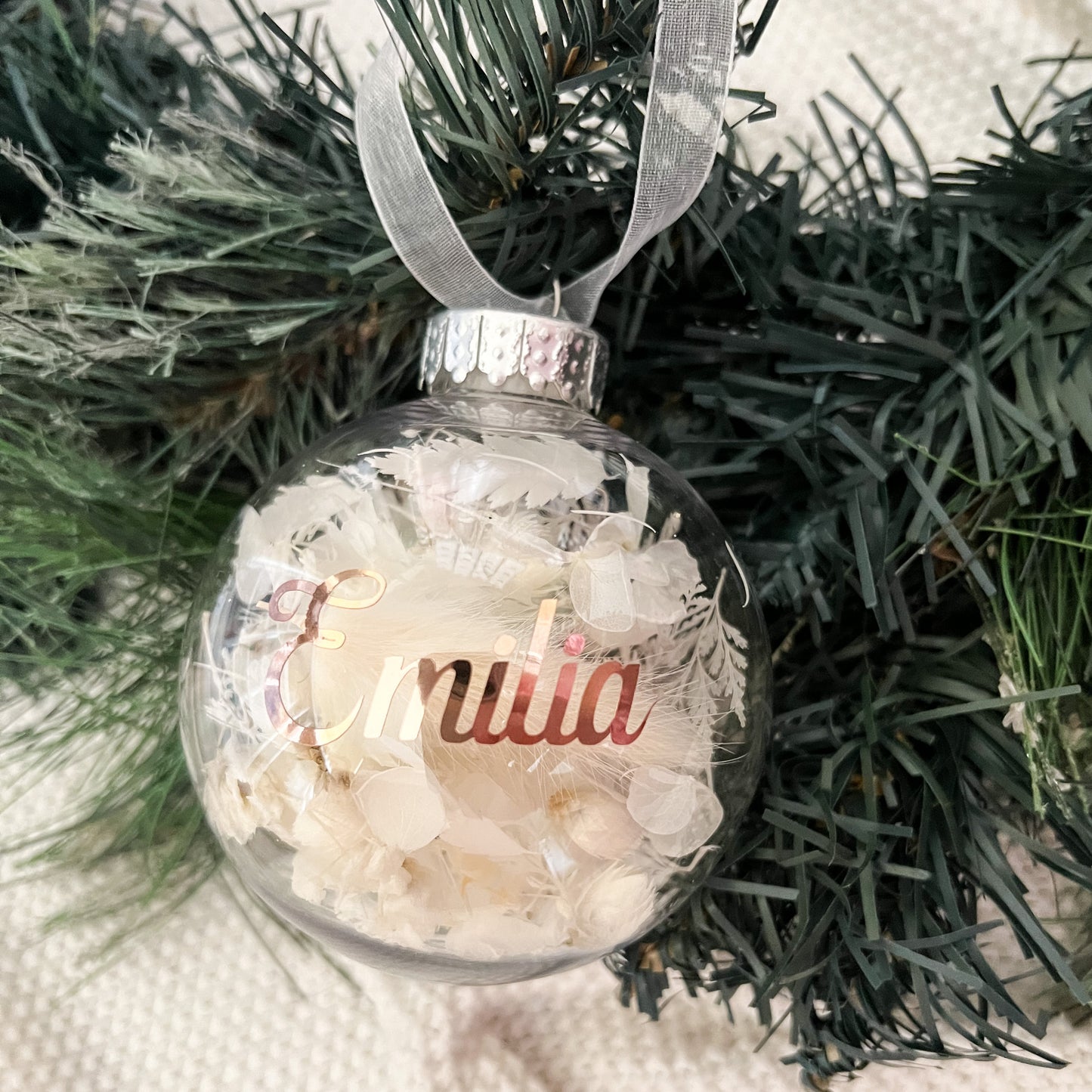 Personalised Dried Floral Christmas Bauble