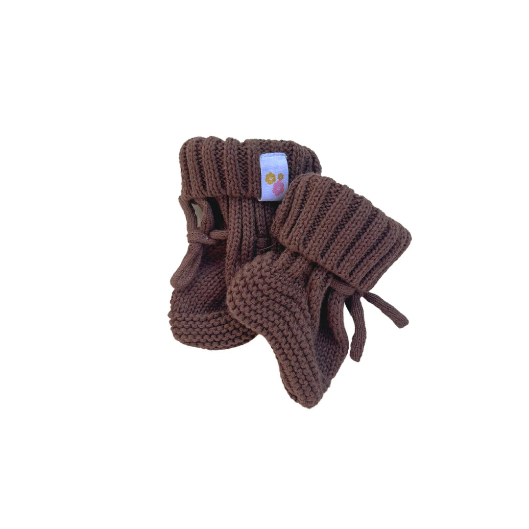 Knitted Booties - Dark Chocolate