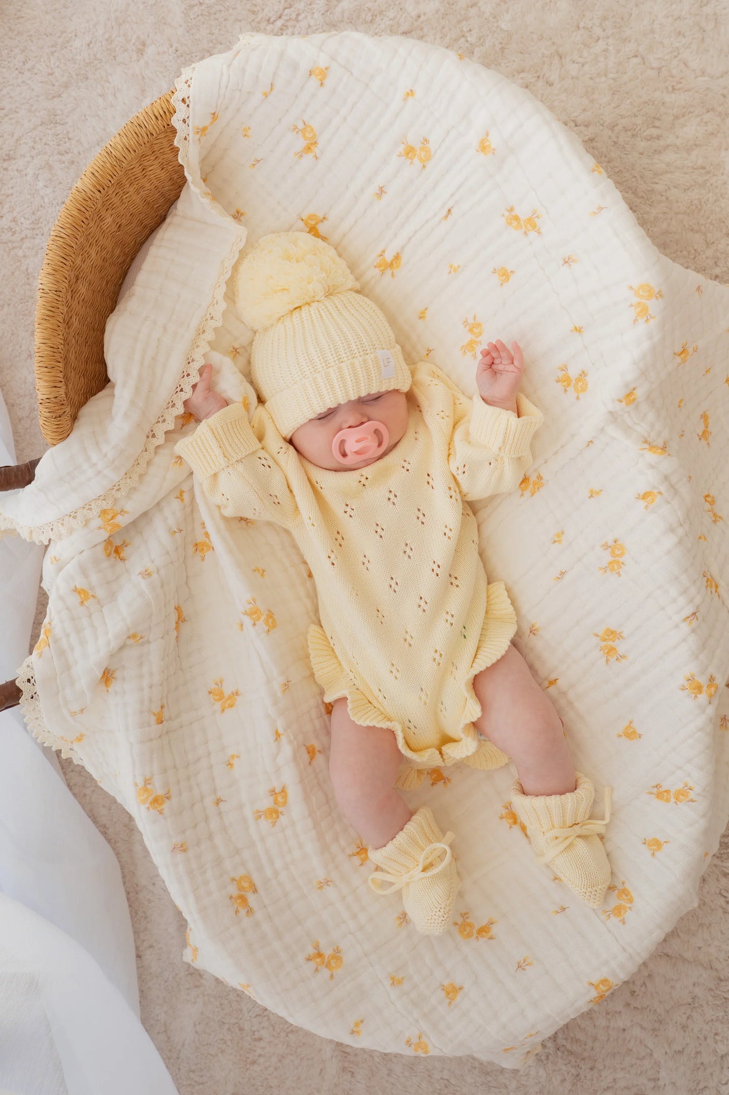 FRILL KNIT POINTELLE ROMPER | Lemon