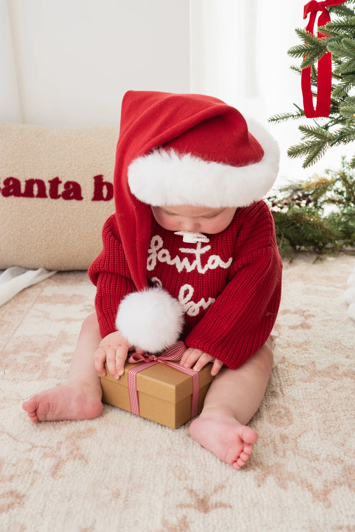 KNIT SANTA HAT | Rudolph Red