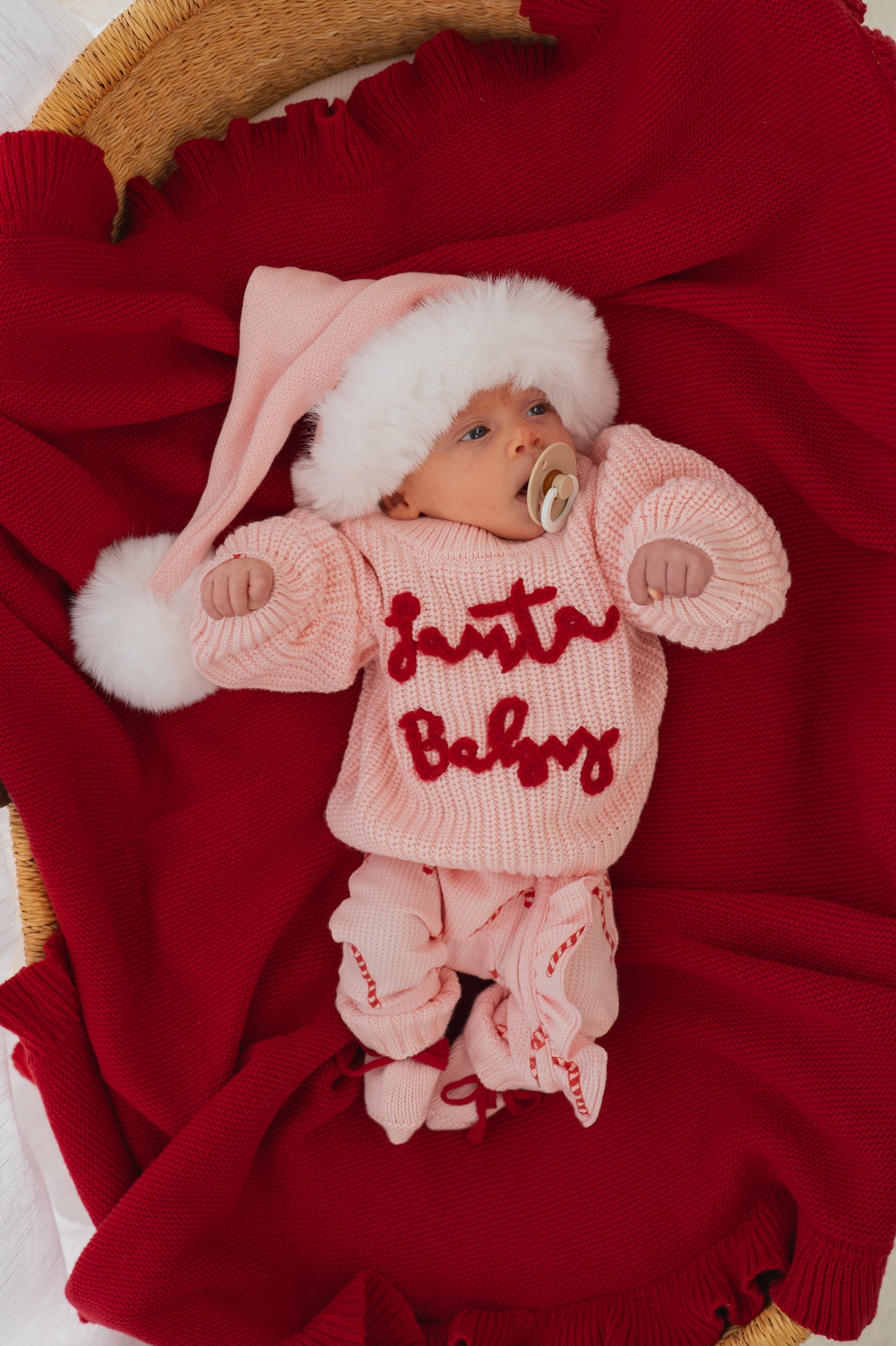 Knit Santa Hat - Baby Pink