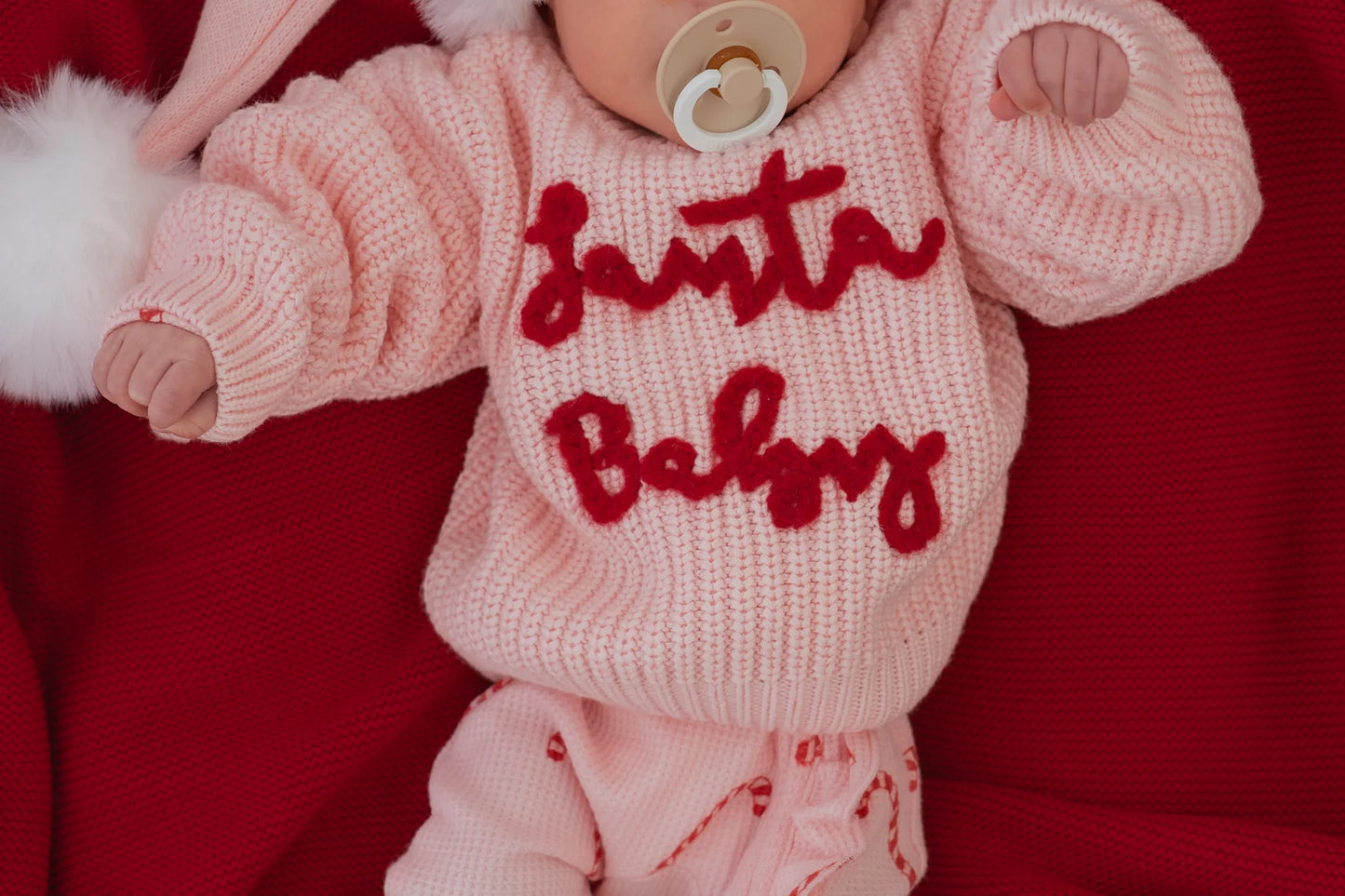 Santa Baby Knit Jumper - Baby Pink