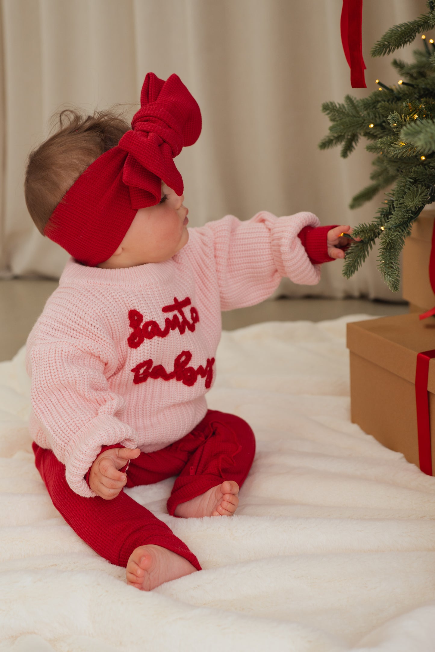 Santa Baby Knit Jumper - Baby Pink
